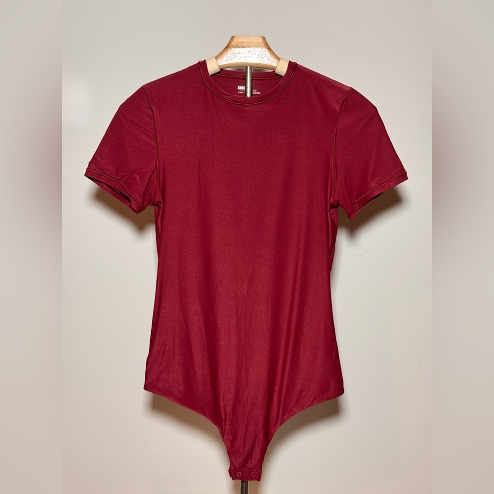 Aerie Deep Red Short Sleeve Bodysuit